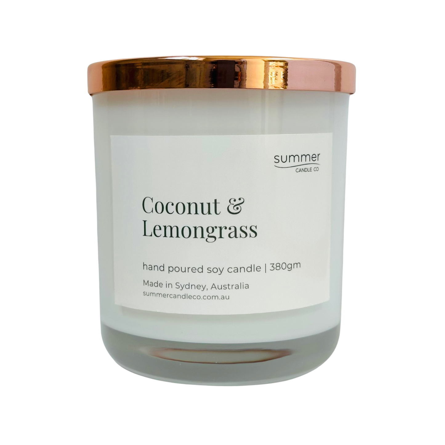 Lovely Hand Poured Soy Candle 380gram Fragrance of Coconut & Lemongrass