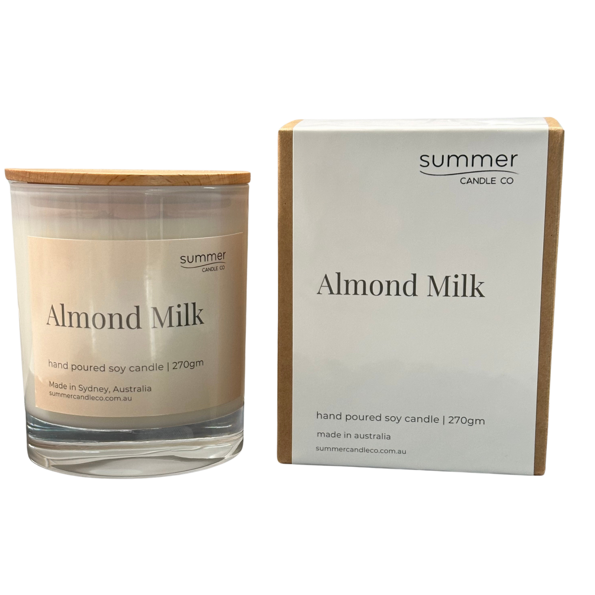 Lovely Hand Poured Soy Candle 270gram Fragrance Almond Milk and Gift Box