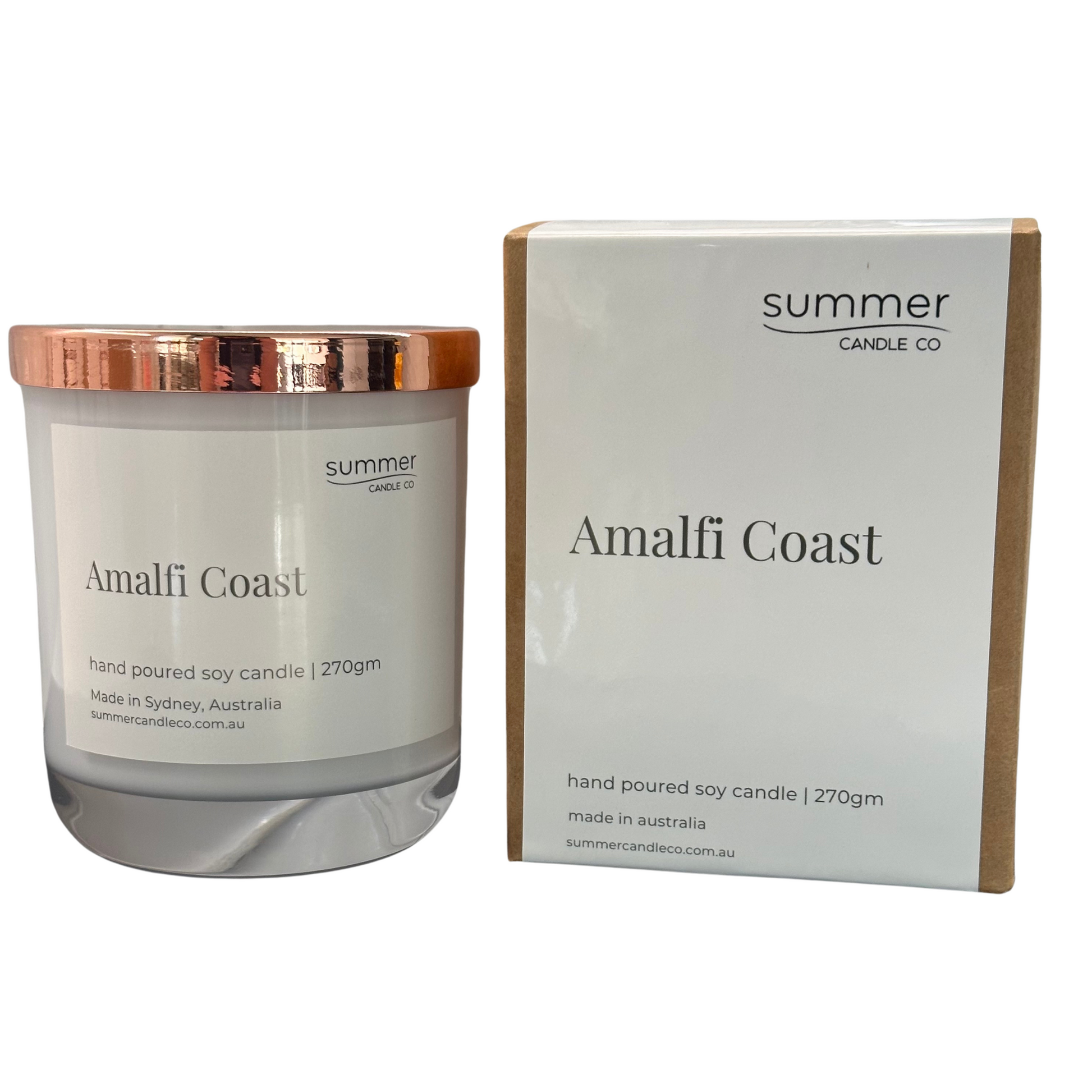 Lovely Hand Poured Soy Candle 270gram Fragrance of Amalfi Coast and Gift Box