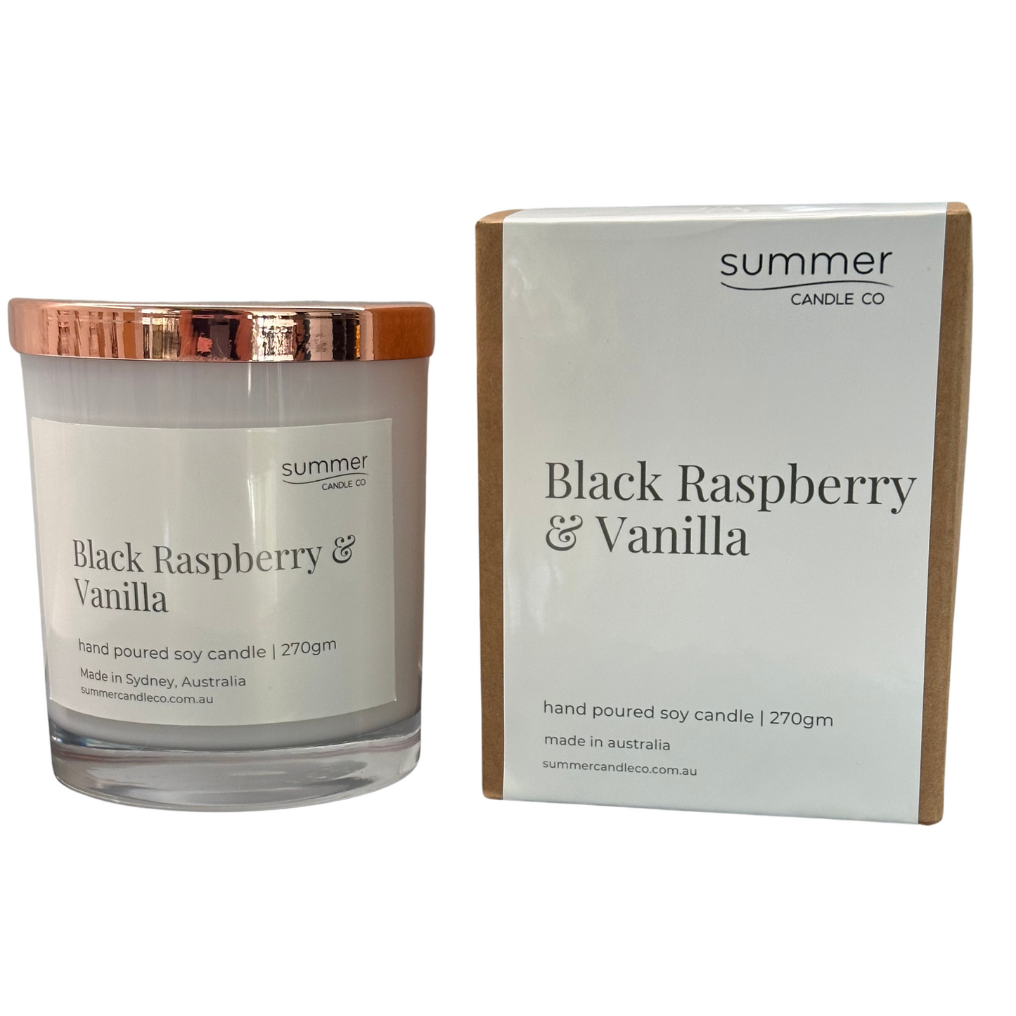Lovely Hand Poured Soy Candle 270gram Fragrance of Black Raspberry & Vanilla and Gift Box