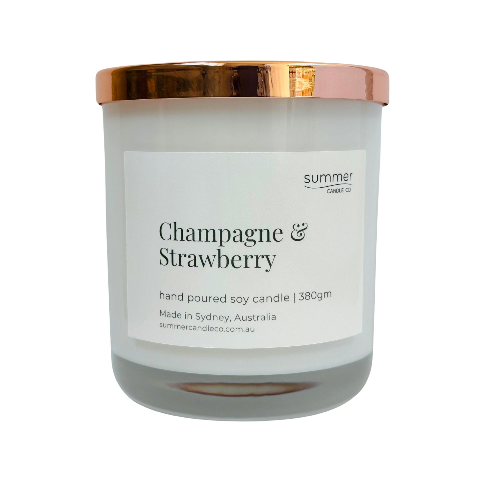 Lovely Hand Poured Soy Candle 380gram Fragrance of Champagne & Strawberry