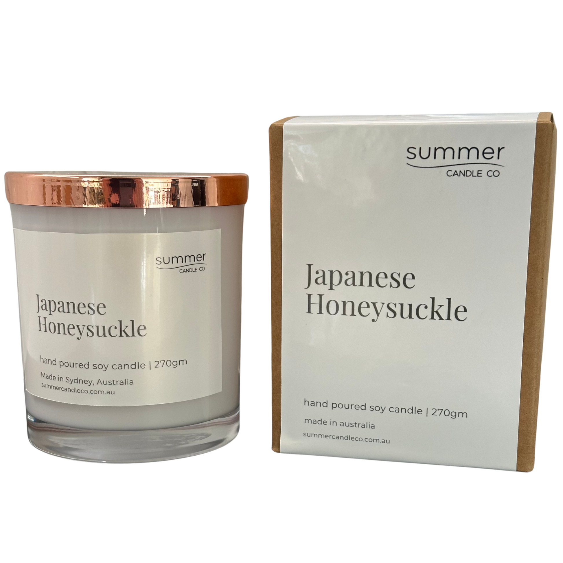Lovely Hand Poured Soy Candle 270gram Fragrance of Japanese Honeysuckle with Gift Box