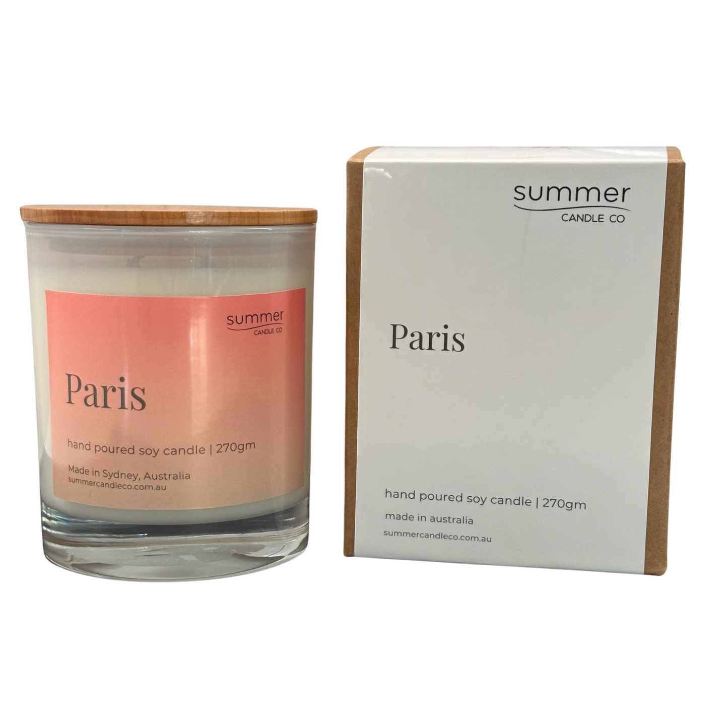 Lovely Hand Poured Soy Candle 270gram Fragrance of Paris with Gift Box