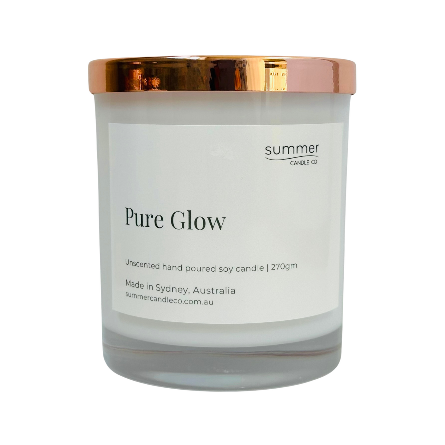 Lovely Hand Poured Soy Candle 270gram No Scented Fragrance called Pure Glow