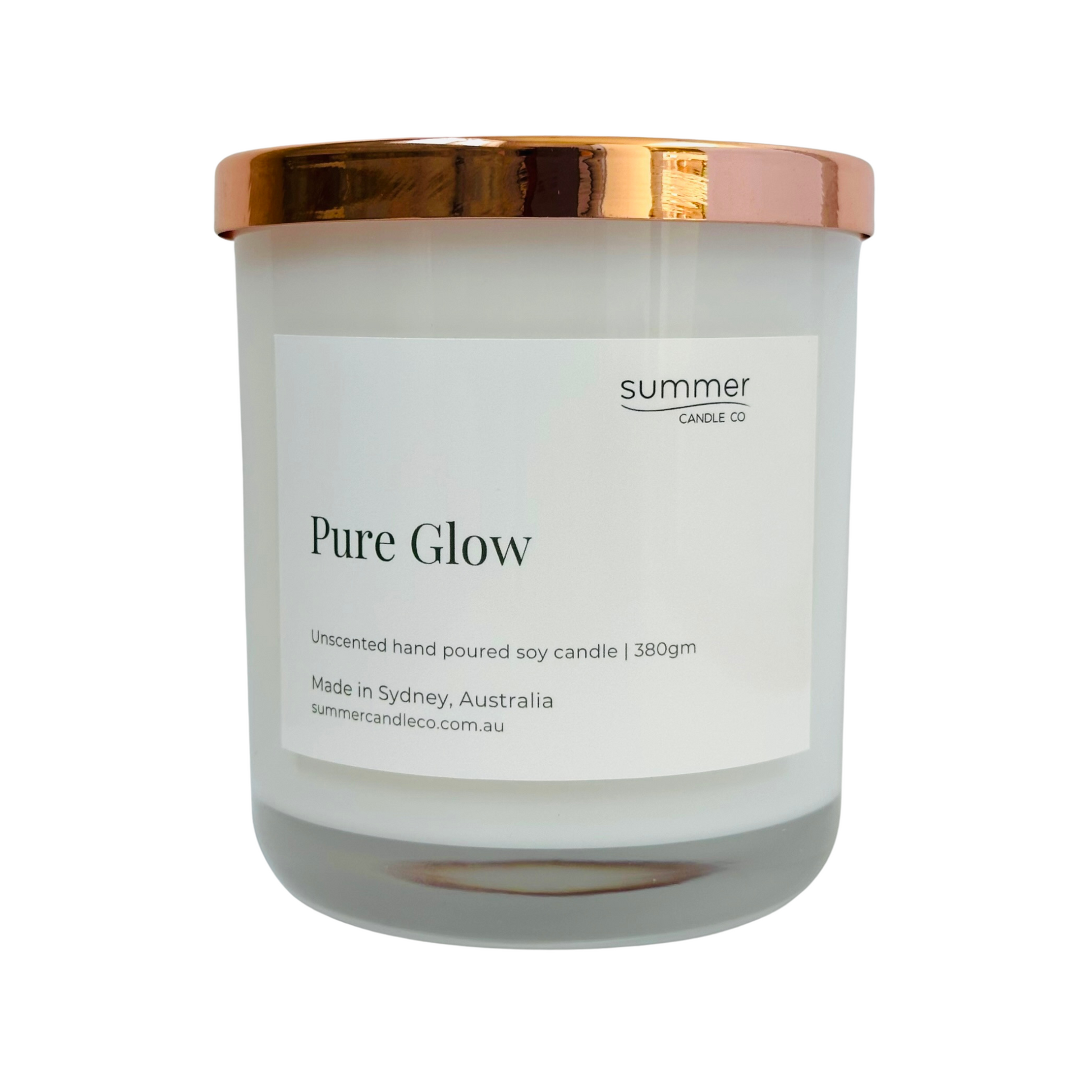 Lovely Hand Poured Soy Candle 380gram No Scented Fragrance called Pure Glow