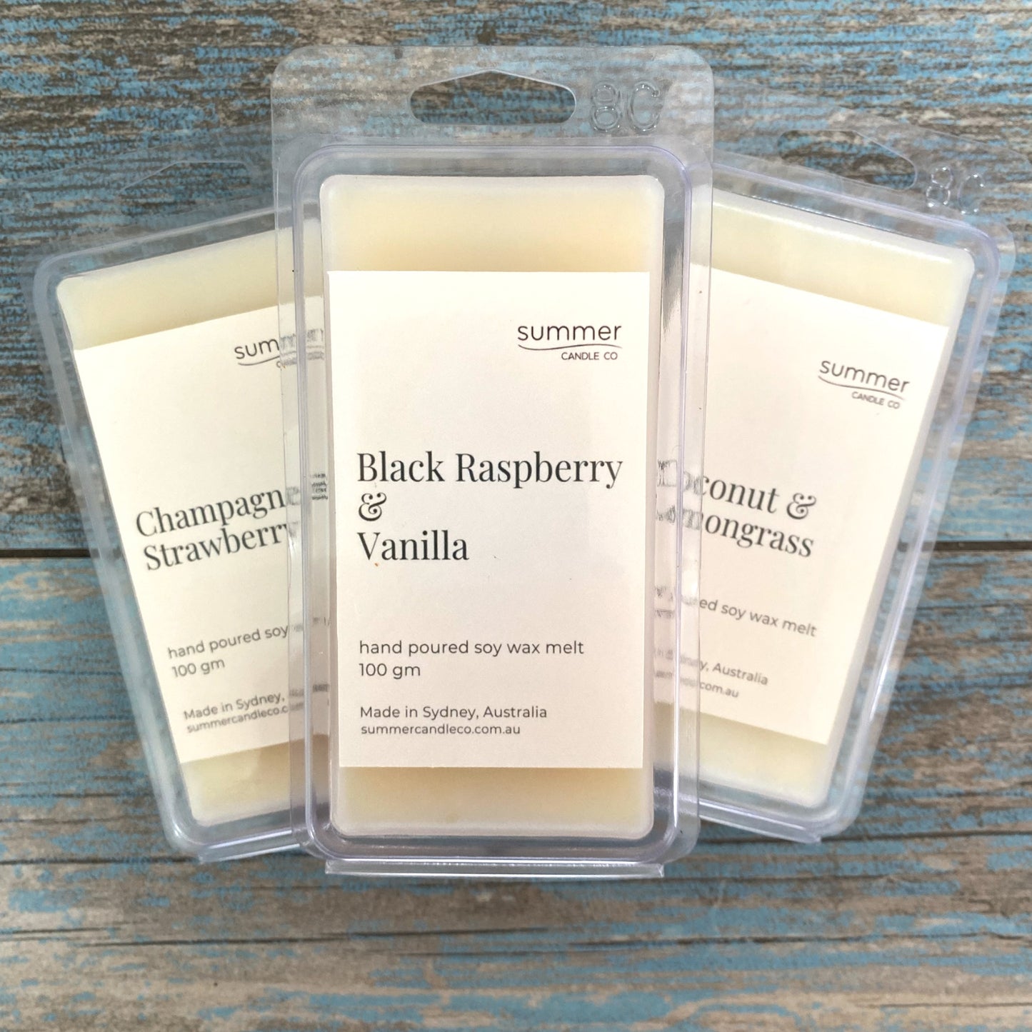 Wax Melts for Wax Melters with various choices of Champagne & Strawberry, Black Raspberry, Coconut & Lemongrass, Amalfi Coast, Sunday Linen, Tropical Bliss, Amalfi Coast Black Raspberry Vanilla Champagne Strawberries Coconut & Lime, Japanese Honeysuckle